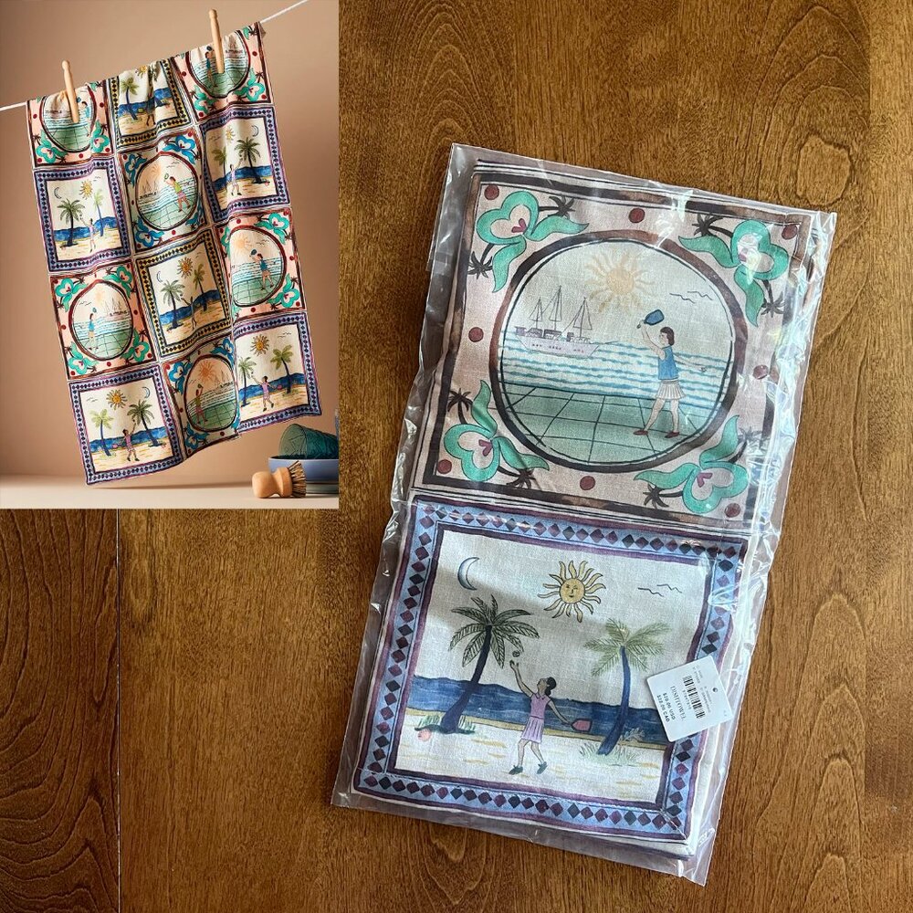 Anthropologie pickleball dishtowel NWT
